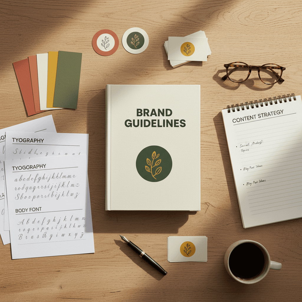 Branding guidelines and content strategy materials