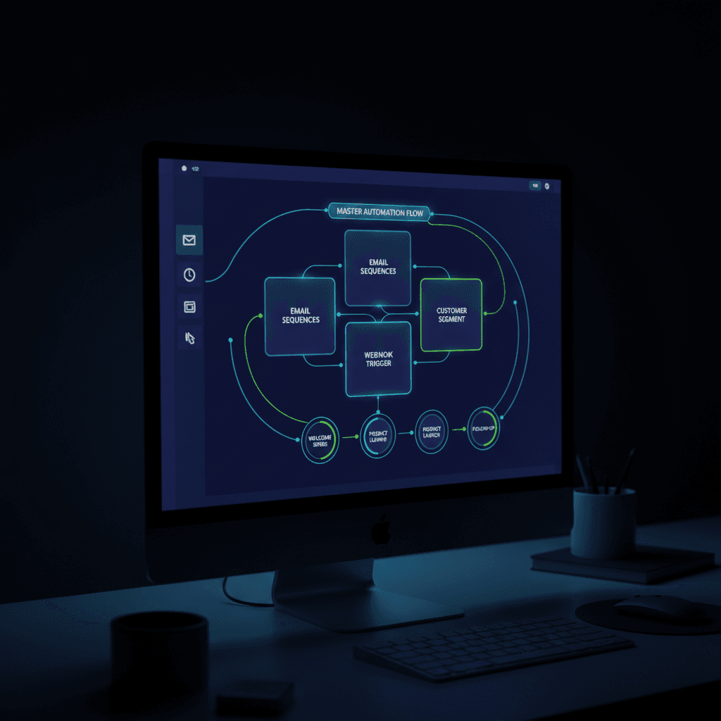Marketing automation workflow system on screen